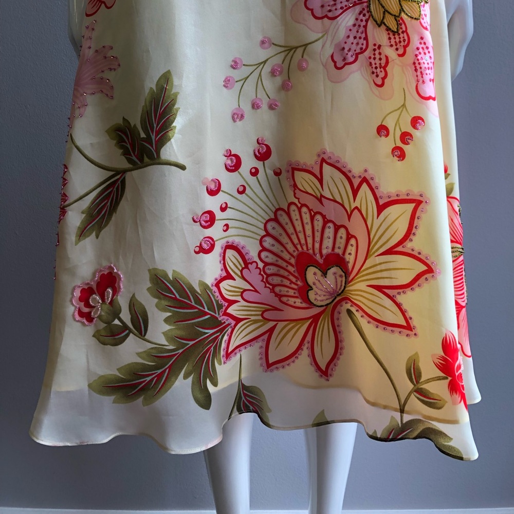 NWT Yellow Floral Beaded Midi Dress - Picture 8 of 13